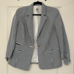 Anne Klein Blue Seersucker Blazer